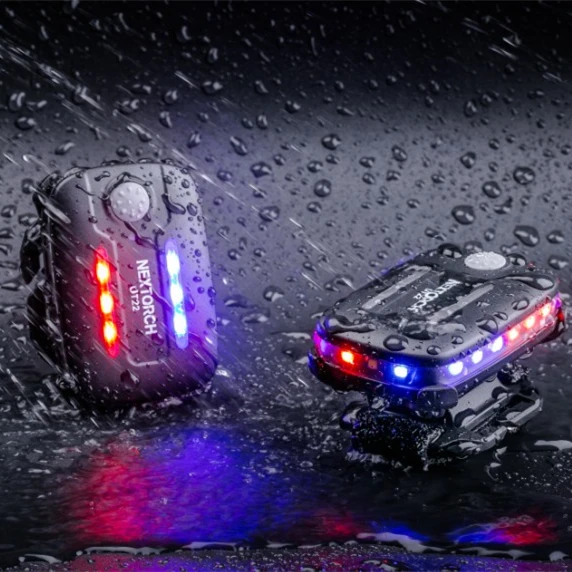 UT22 Nextorch tactical flashlight warning safety light sensor motion blue-red flash light LED rechargeable