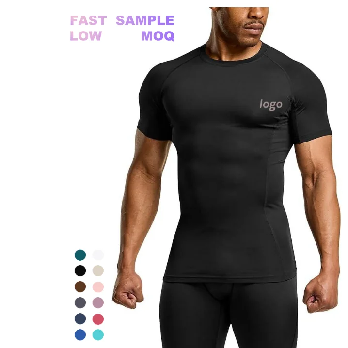 OEM Polyester compression T shirt Custom Printed Sports T Shirt Blank Tight custom compression GYM shirt T-shirt Men