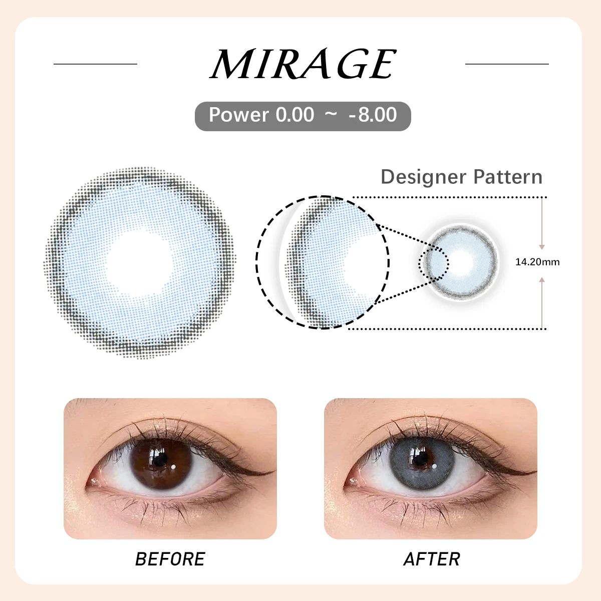 Lalens Mirage Color Contact Lens Custom Eye Lenses Own Logo Wholesale Korea Popular Hema Nvp Cosmetic Contact Lenses With Power