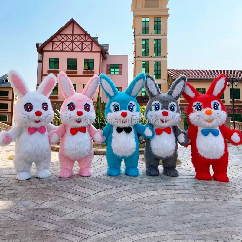 Inflatable Rabbit Mascot Costume Adult Easter Bunny Hare Cosplay Kits Entertainment Carnival Full Body Suit