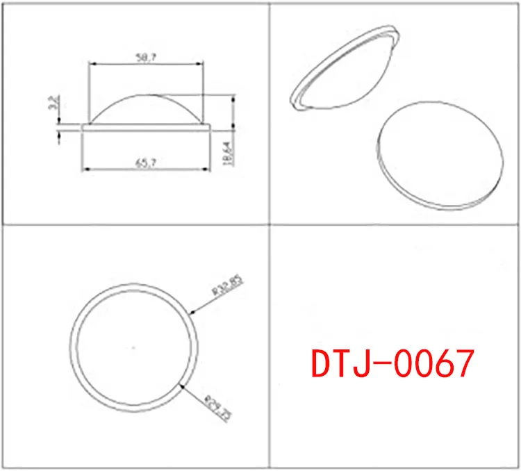 China High Quality Product Diameter 66mm LED Plano-Convex Acrylic Lens Lighting Accessories Eagle Eye Lamp Convex Lens