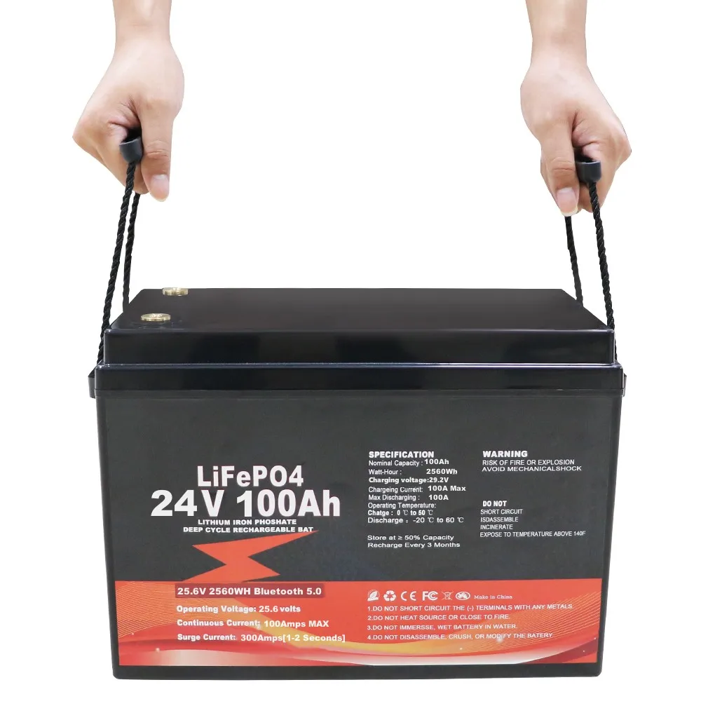 24v 100ah RV Golf Cart Battery EU stock LiFePO4 Akku 25.6V 100Ah Lithium ion Phosphate Batteries with BT