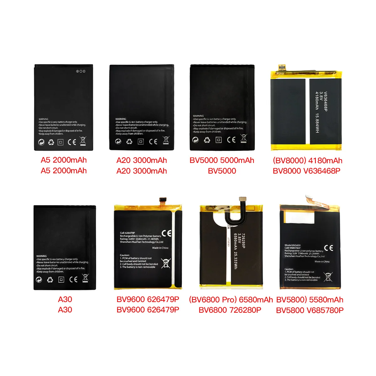 Lithium Batterie Telephone for BlackView A5 2000mAh A20 3000mAh BV5000 5000mAh BV8000 V636468P BV9000 U536174P Digital battery