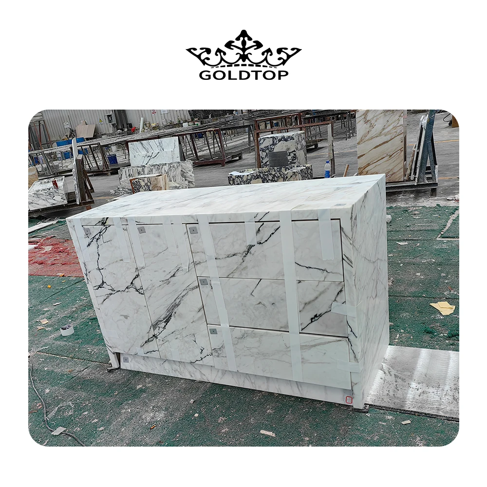 GOLDTOP OEM/ODM Marmore Wholesale Glossy Calacatta Paonazzo Marble Slabs for Floor Tiles and Kitchen Countertops