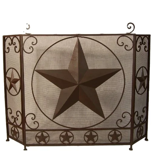 Hot Black Bronw Single Panel Wrought Iron Mesh Fire Spark Guard Fireplace Screen