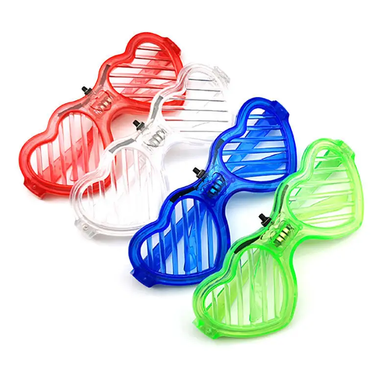 High Quality Wholesale Party Supplies Heart Shape Led Glowing Luminous Glasses With 3 Light Modes