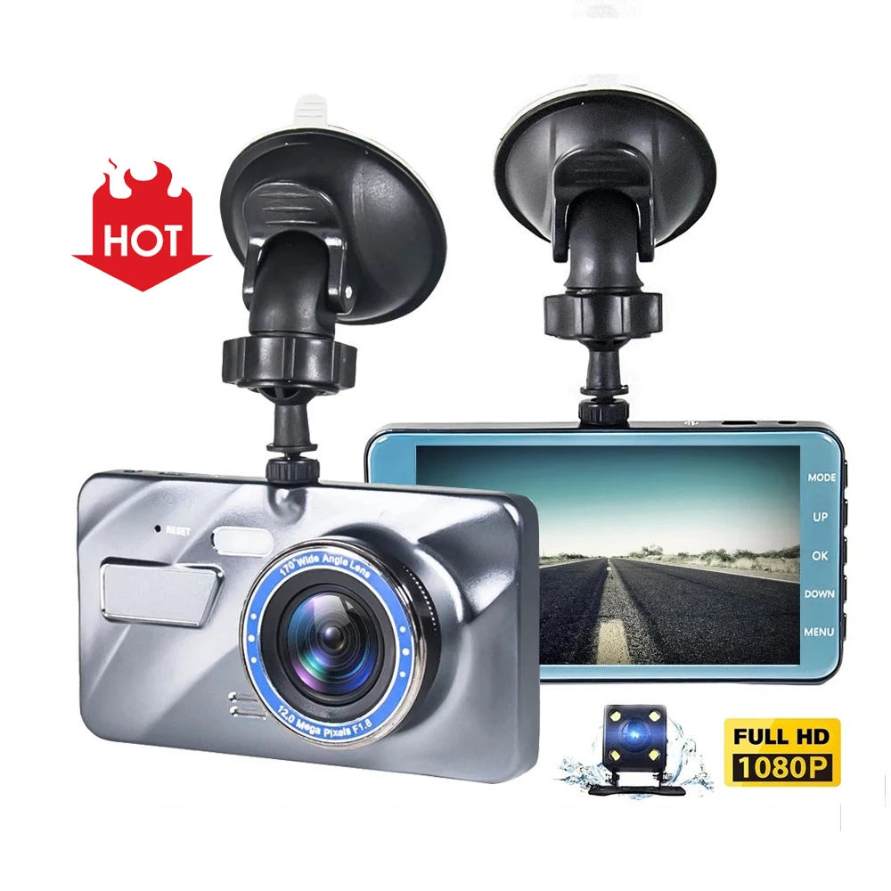  4 дюймовый Full HD 1080P IPS автомобильный черный ящик передний задний двойной объектив парковочный монитор камера Автомобильный видеорегистратор