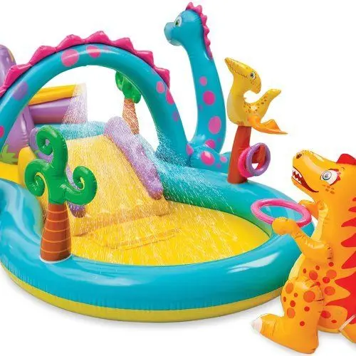 Intex Kiddie Dinoland Play Center Dinosaur Inflatable Kids Slide Swim Pool Children Water Paddling Pool