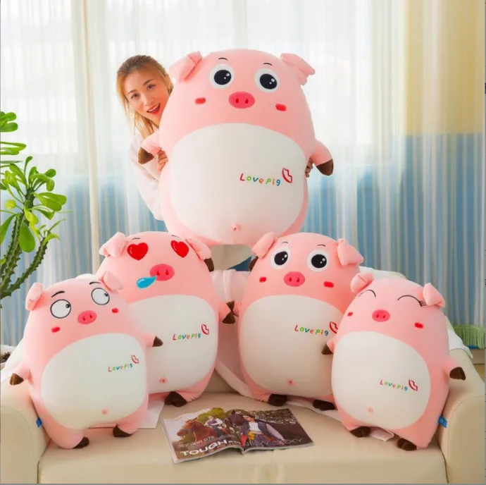 2023 customize logo girls Pink pig with Emotional Plush Stuffed toys floor pillow
