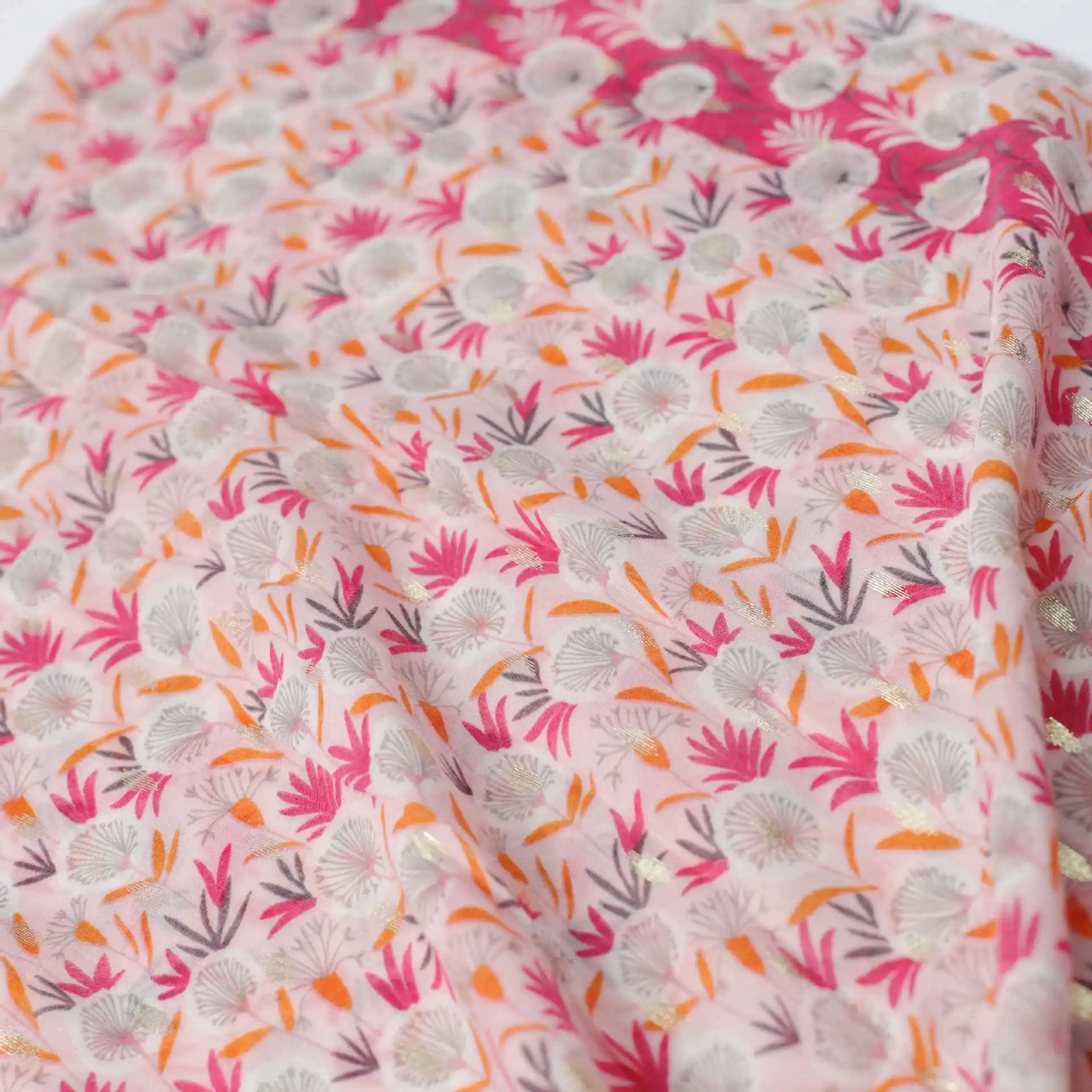 OEM ODM Custom Design Pink Floral Printed Scarves Hijab Spring High Quality Fashion Soft Viscose Cotton Shawls Scarf for Women