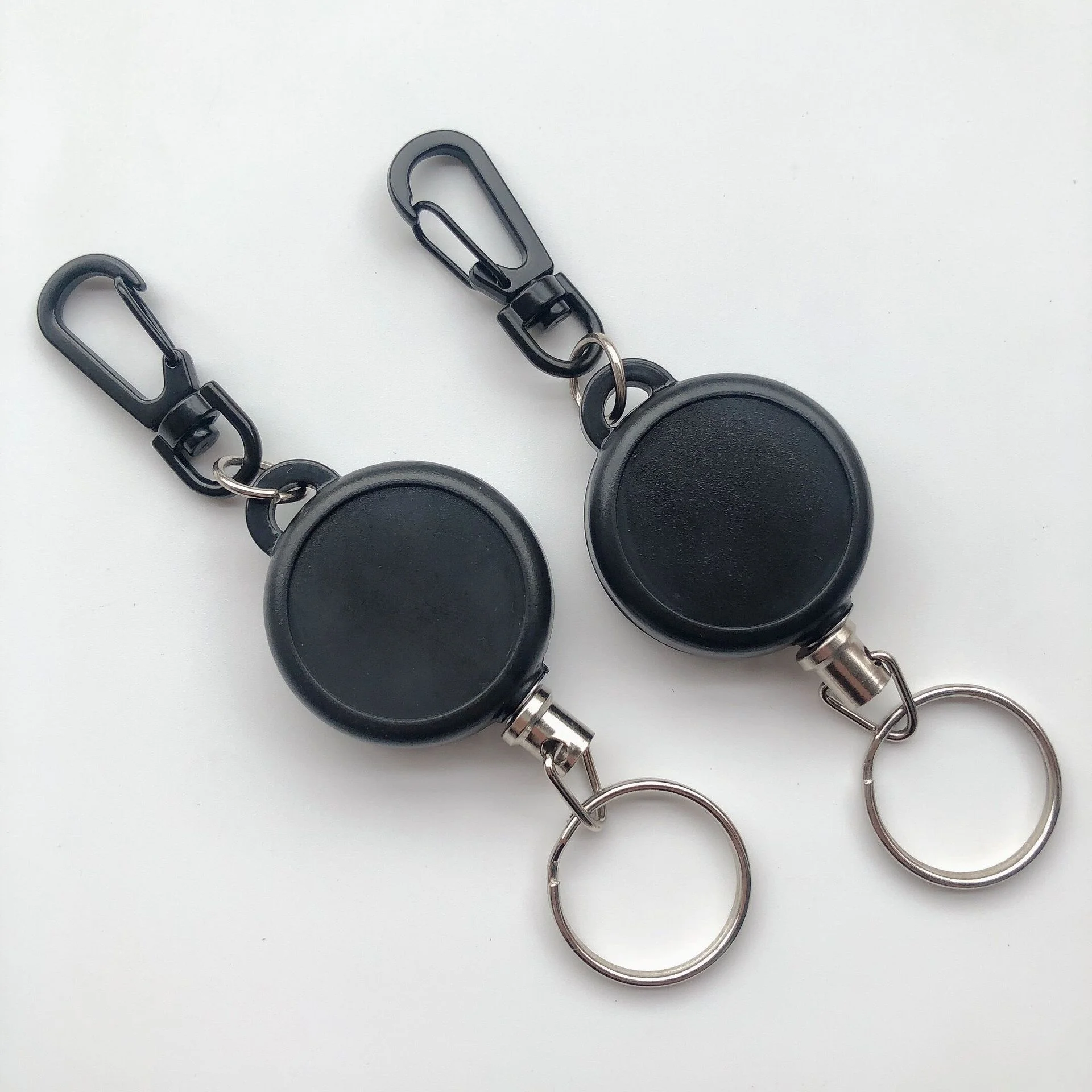 Pullther retractable keychain badge holder scroll clip ID badge holder with steel wire rope ID card holder lanyard
