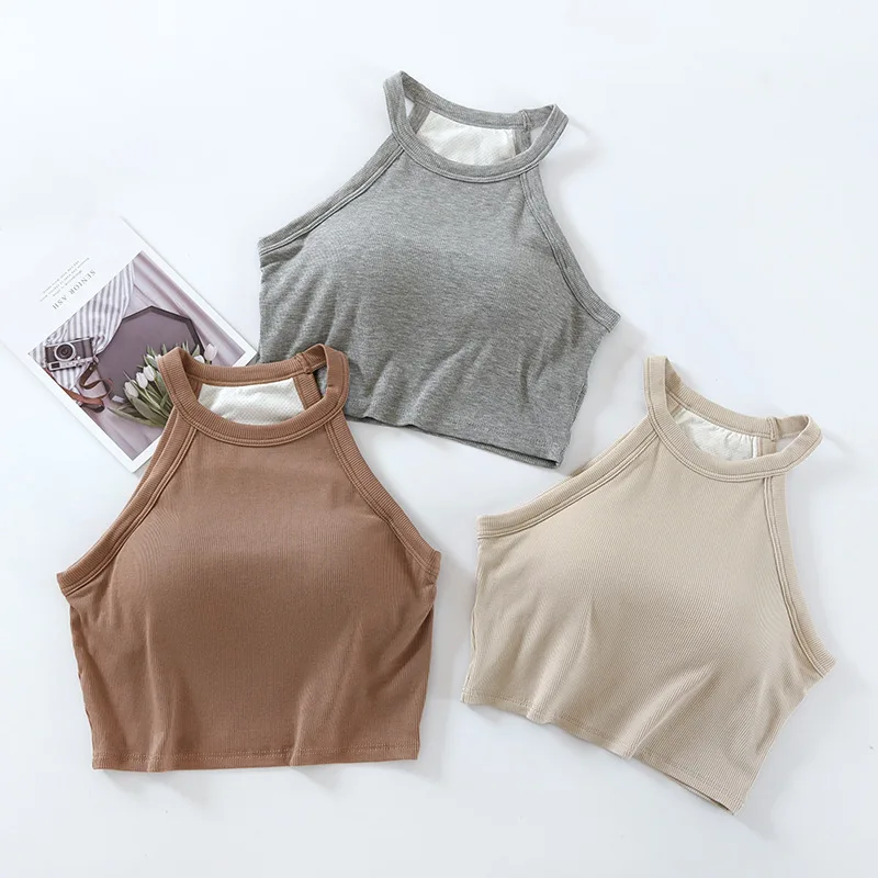 Factory Direct New One-piece Vest With Bra Pads For Women Comfortable Short Bottom Top