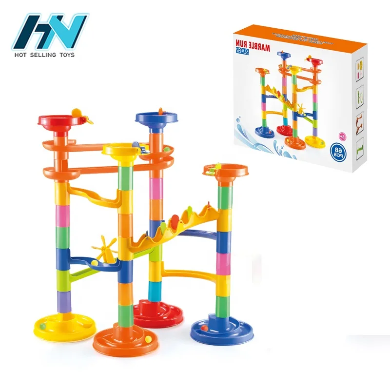 68pcs kids diy marble run balls building bricks track toy set blocks track