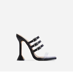 new design shoes for women transparent clear ladies heels sandals square toe stiletto high heels fashion stripper heels