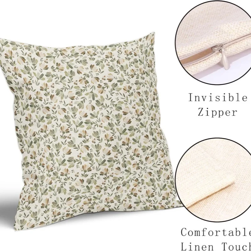 Vintage Flower Throw Pillow Covers 18x18  Rustic Cute Small Floral Black Brown Old Style Decorative Pillows Outdoor PillowCase