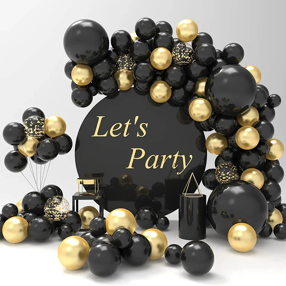107 Piece Black Metal Gold Balloon Arch Garlan Kit Baby Bath Birthday Decoration Graduation Wedding Party Balloon Garlands Suit