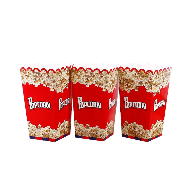 Wholesale Popcorn Boxes White Cardboard Disposable Snack Packaging Foldable Popcorn Paper Boxes