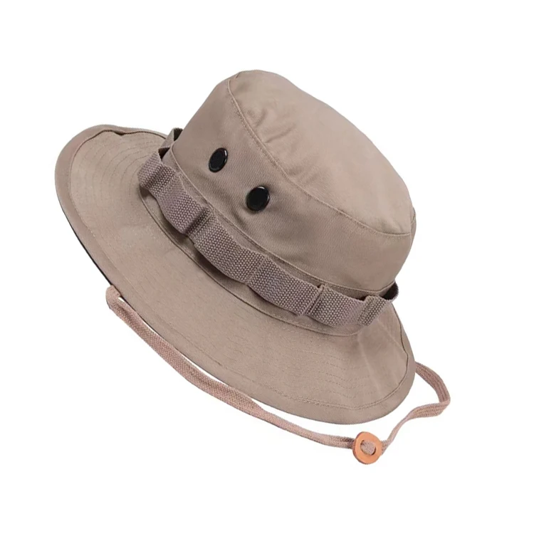 Wholesale 100%Cotton wide brim fishing boonie hat custom design fishermen bucket hat