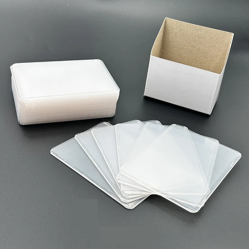 Hot Selling Custom Logo 35pt 3x4 Pvc Clear Sports Protector Sleeves Trading Semi Rigid Card Saver Holder Sleeve
