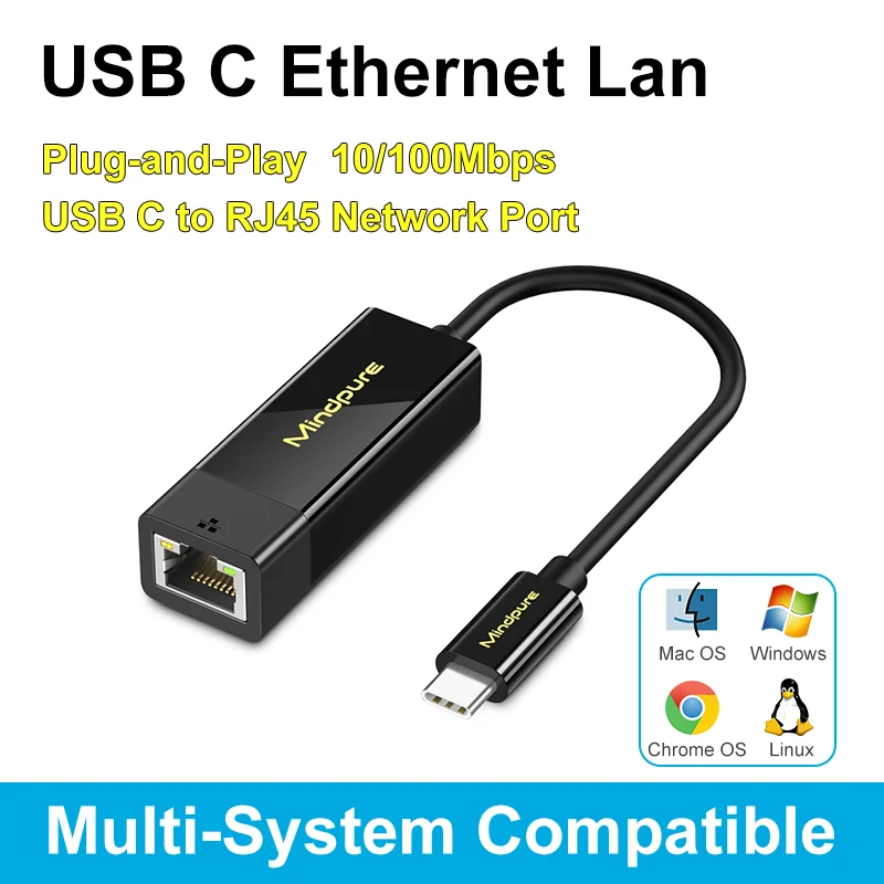 Mindpure USB Network Card 10M 100M USB 2.0 to RJ45 Network Adapter LAN Converter USB2.0 Ethernet Adapter
