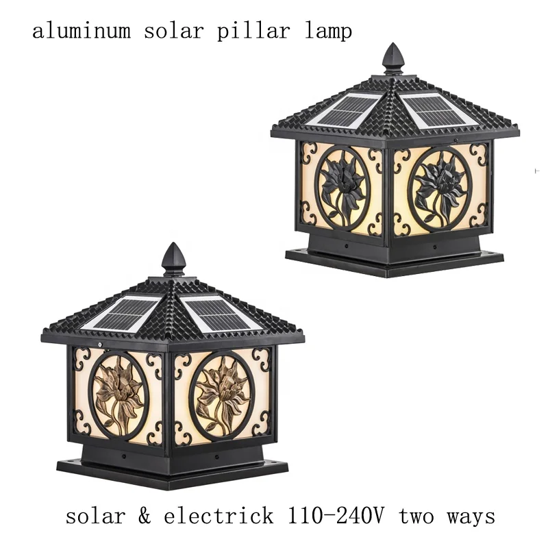 
new type aluminum metal garden led solar pillar light 