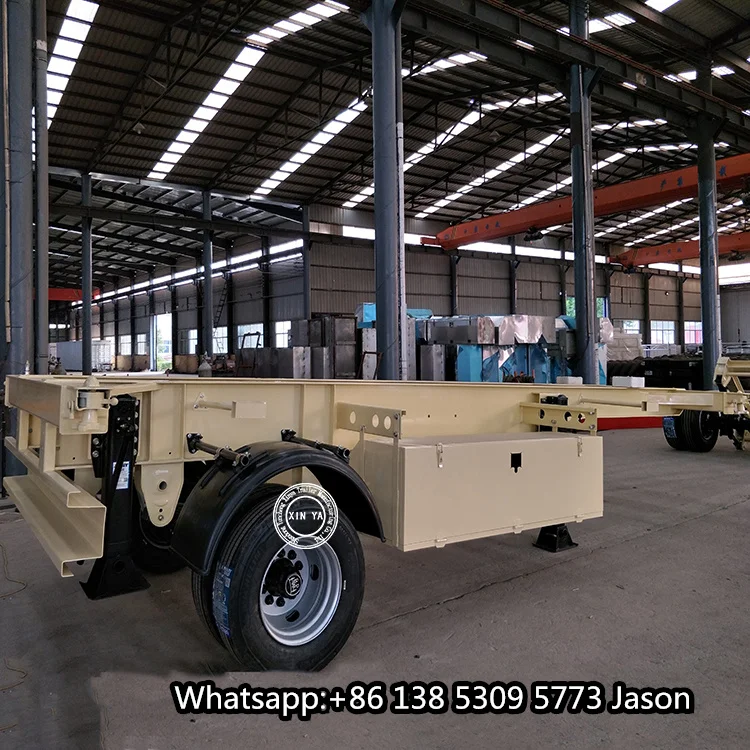 China low price skeleton drawbar full trailer 4 axles container chassis draw bar full trailer for sale