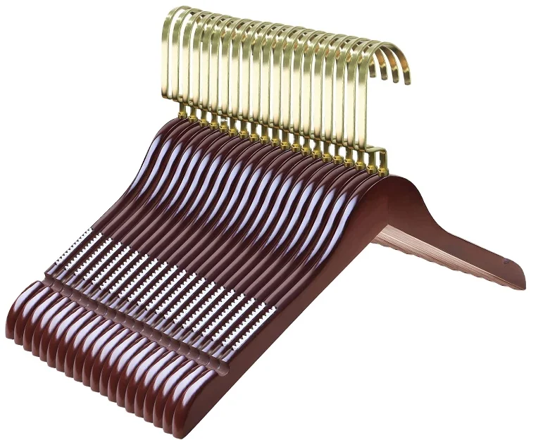 Wooden Skirt Hangers with Adjustable Metal Clips  Super Sturdy Solid  Wood Hangers  Natural Wooden  Hangers