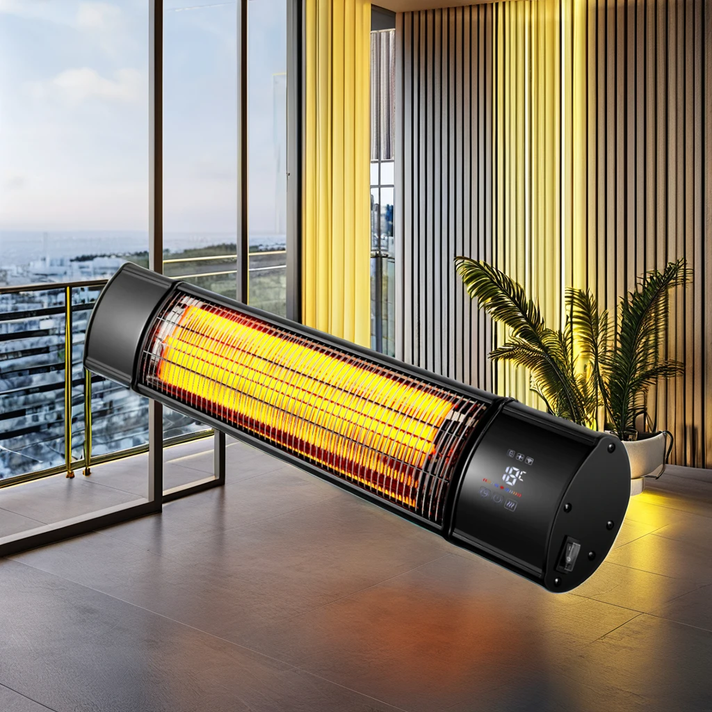 Outdoor Electric Patio Heater 1200W-2400W Portable Fan Infrared Heater with Remote Control PTC & Quartz Heating Element Home Use
