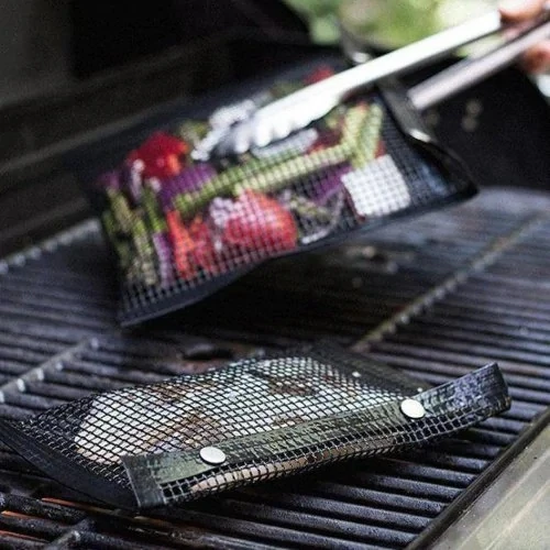 non stick grill mesh bags toaster oven mesh pockets perforated BBQ baked bag