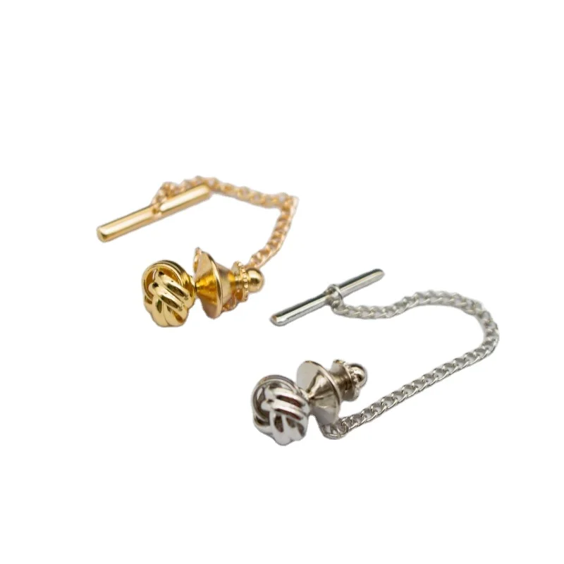 Gold Silver Tie Tack for Men with Chain Gold Silver Tie Clip Party Accessories