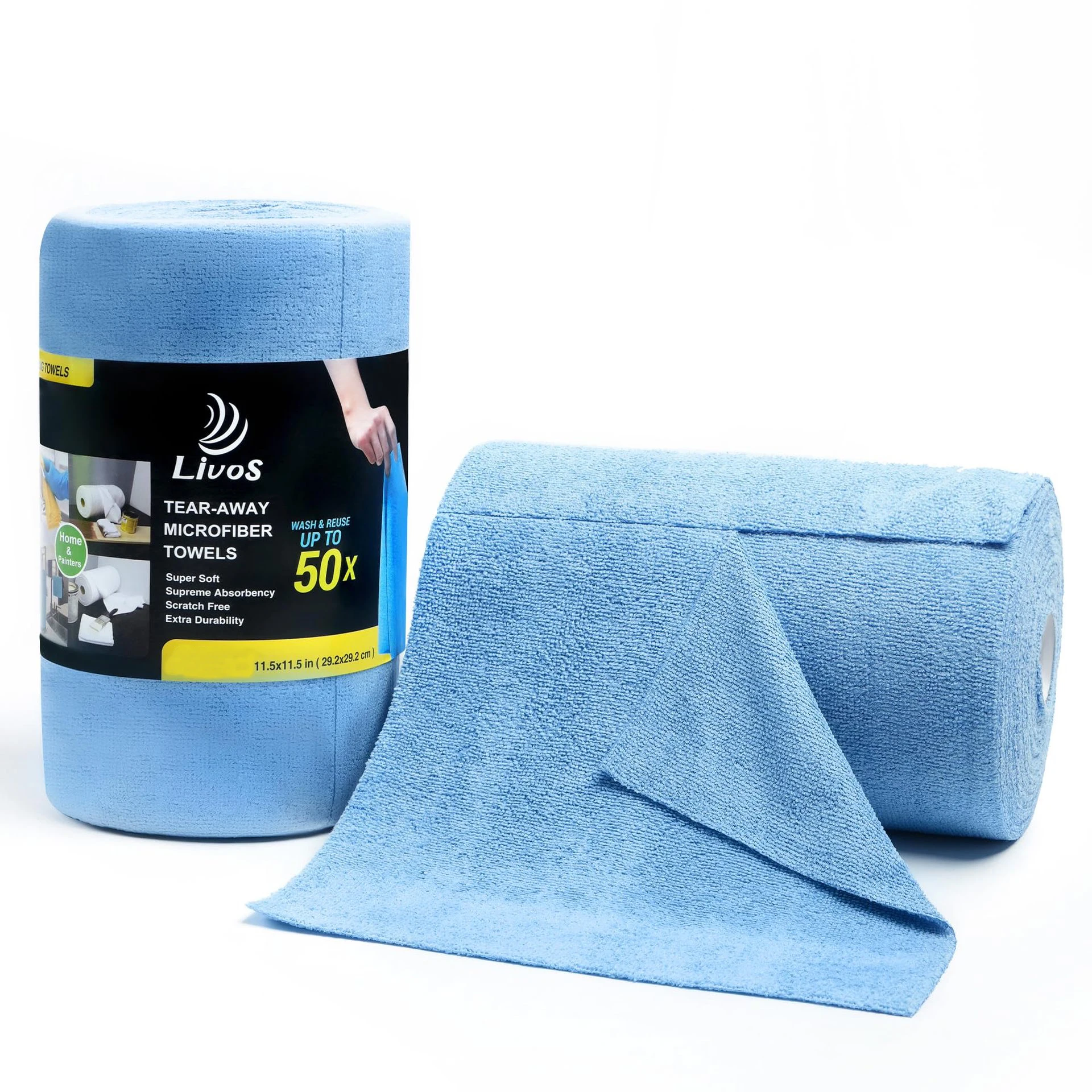 Multi-Purpose Absorbent Tear-Off Edgeless Microfibre Towel Roll Rag Get A Rag Kitchen Microfiber Cleaning Cloth