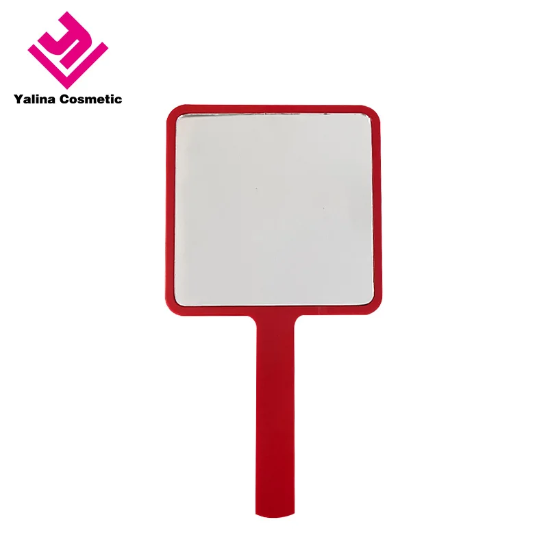 Wholesale Private Label Custom Logo Square Travel Pocket Mirror Smart Size Makeup Mirror Acrylic Cosmetic Handle Mirror