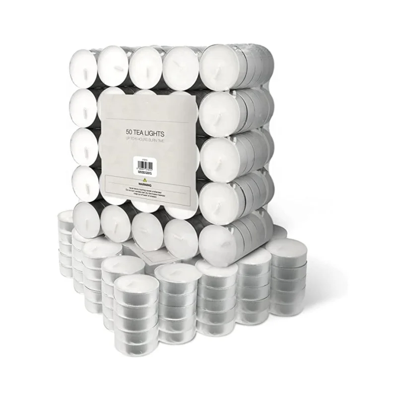 Tea Light Candles 100 Pack - 4 Hour Burn Time - White Tea Light Unscented Candles For Use Around The Home Or In A Wax Burner