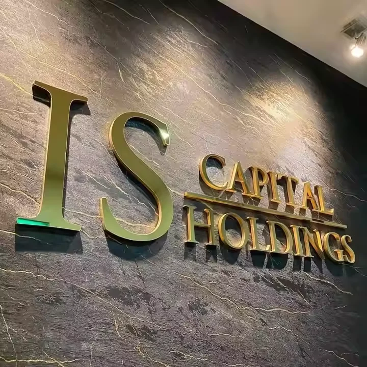 company logo design metal sign letters business name sign store front sign Gold Mirror Stainless Steel 3d Metal Letter