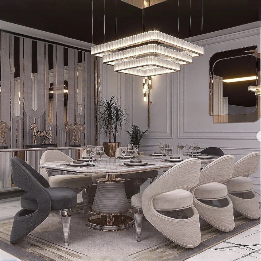 High end luxury dining room furniture marble top dining tables modern european style dining table set