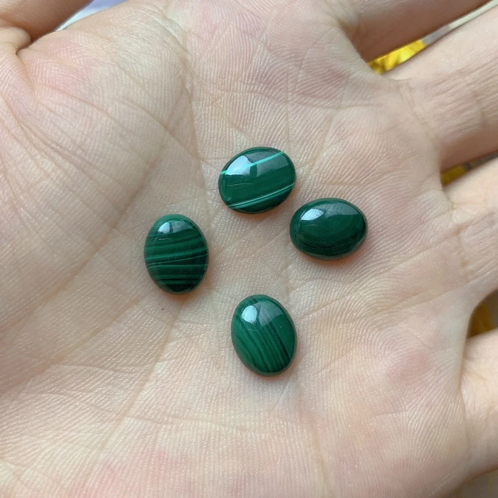 Wholesale custom oval natural stone malachite cabochon loose gemstone for jewelry inlaid rings charm accessories