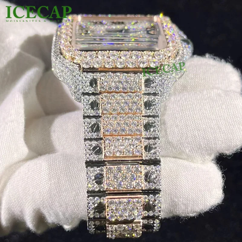 Luxury Hip Hop Watch 100% Pass the diamond tester Mens Moissanite Diamond mechanical watches Iced Out VVS Moissanite watch