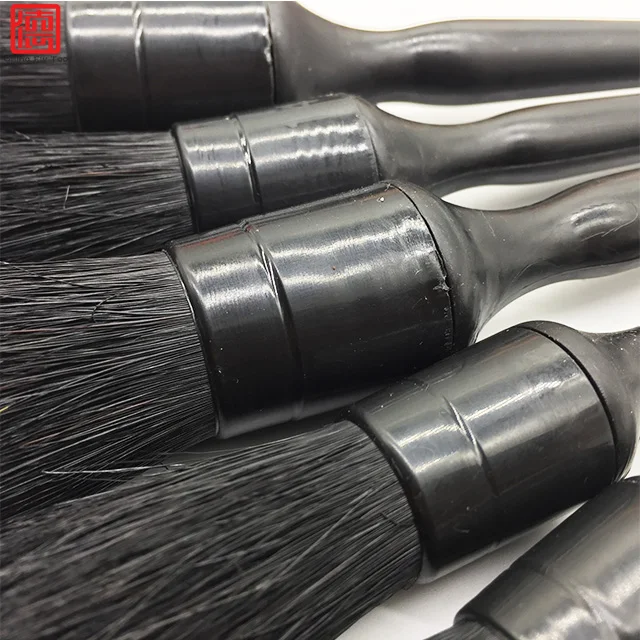 CTCC024 Wholesales Solid Plastic Handle  5PCS pig bristle car detailing brush