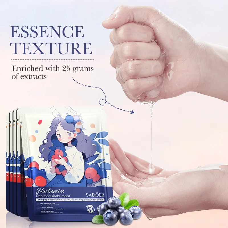 OEM SADOER Private Label Beauty Products Organic Plant fruit Facial Mask Moisture repair skin Blueberry coconut facial mask