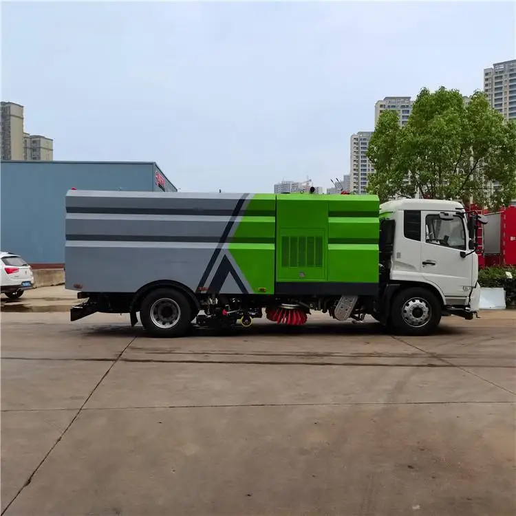 Closed 4x2 Road Sweeper Tile Street Floor Scrubber Double Brush Floor Scrubber Cleaning Machine truck