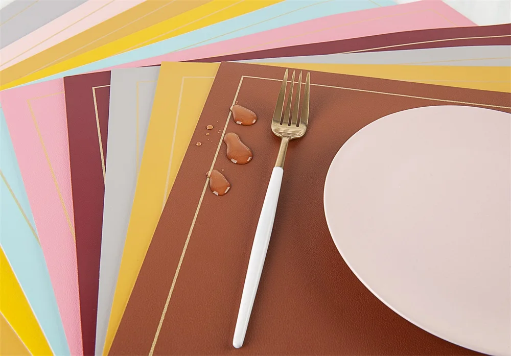 PVC leather table mat table leather mat leather crocodile round table placemats