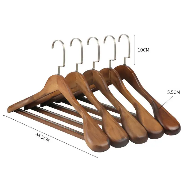 Luxury Suit Wood Hanger Anti-slip Bar Wide Shoulder Customize Wooden Coat Hanger For Cloths