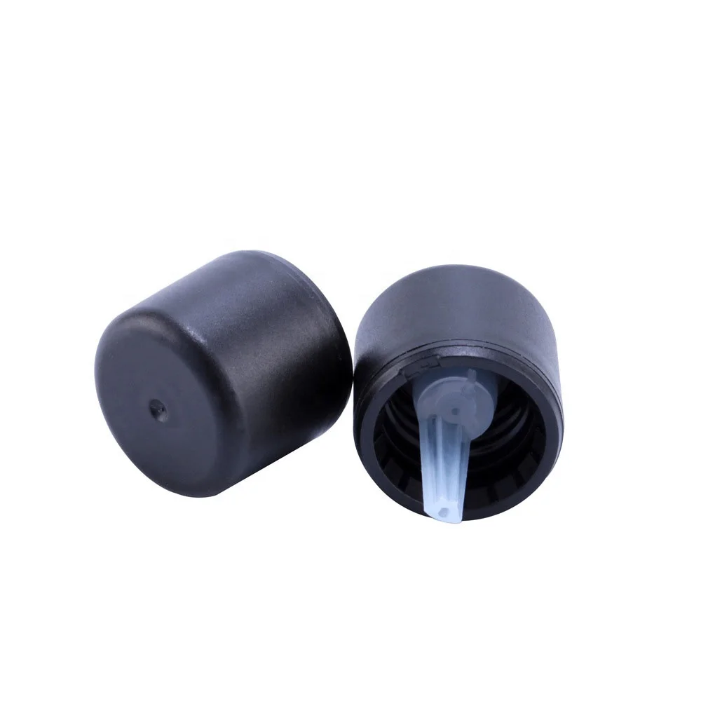 tamper-evident cap 18 mm essential oil bottle cap matte black plastic cap for glass bottles