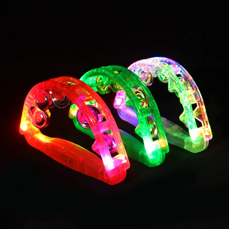 Led Music Flashing Tambourine Colorful Hand-held Light Up Toys Bar Party Cheer Atmosphere Hand Shake Flash Bell
