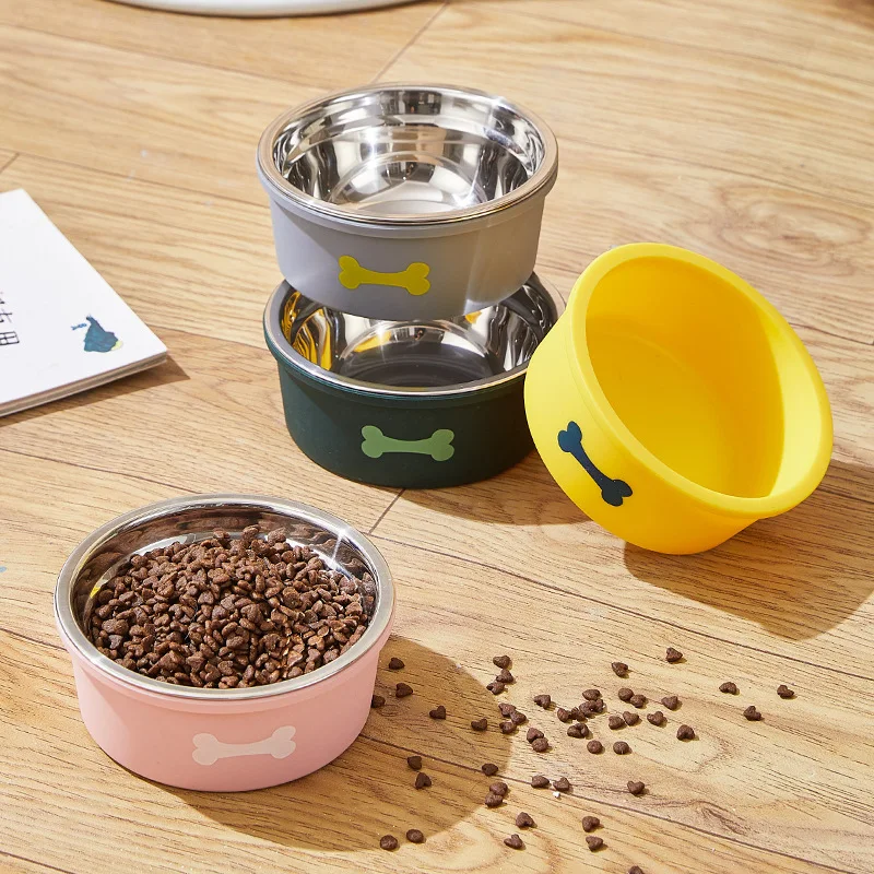 High Quality Stainless Steel Double Wall Dog Bowl Pet Accessories Supplies Silicone Water Food Bowl Premium Pet Bowls Feeders