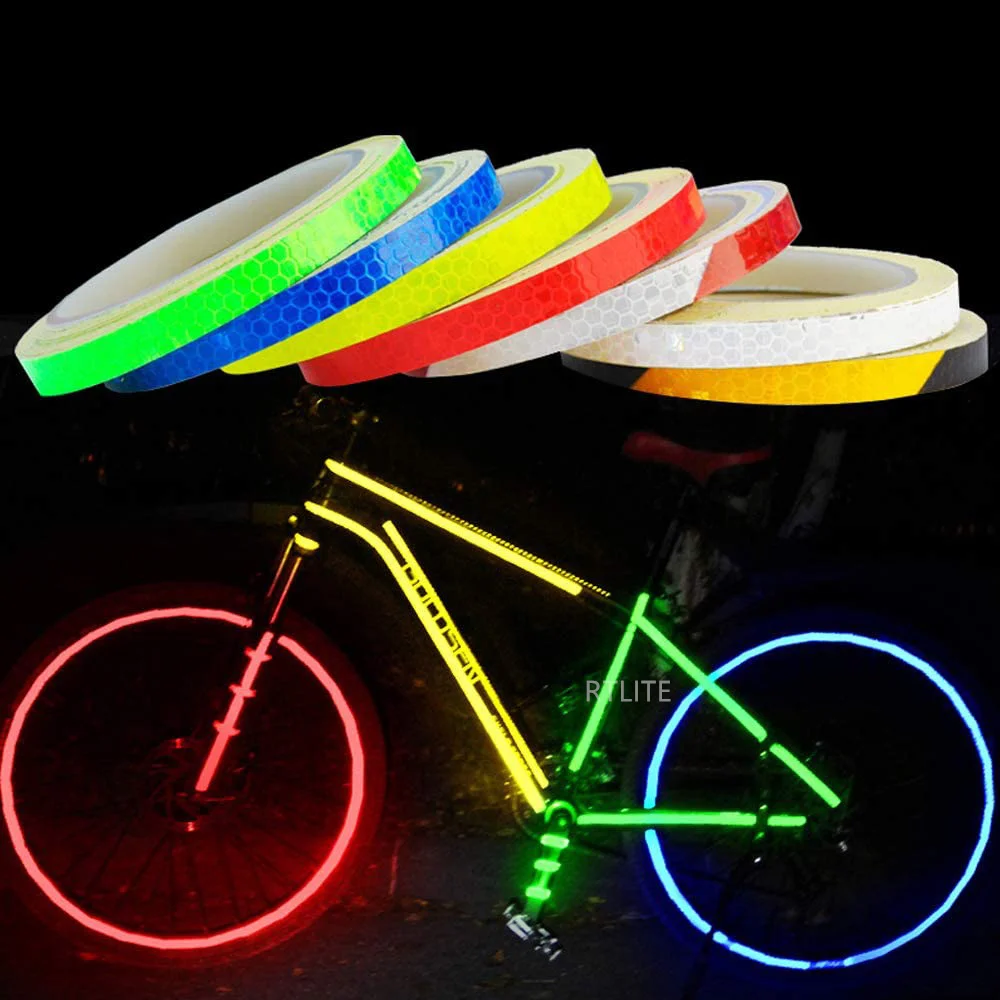 Reflective Bicycle Stickers Adhesive Tape for Bike Safety White Red Yellow Blue Bike Stickers Bicycle Accessories