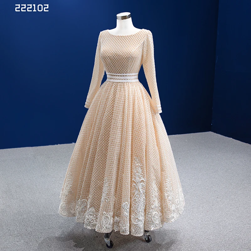 Jancember Rsm222102 New Arrivals Full Sleeve Simple Short Embroidery Fashion Elegant Evening Dresses