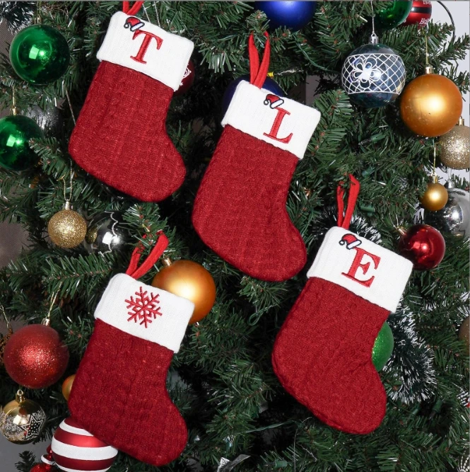 Hot Sale OEM Logo Christmas Decorations Holiday Candy Gift Bag Red Personalized Christmas Stocking