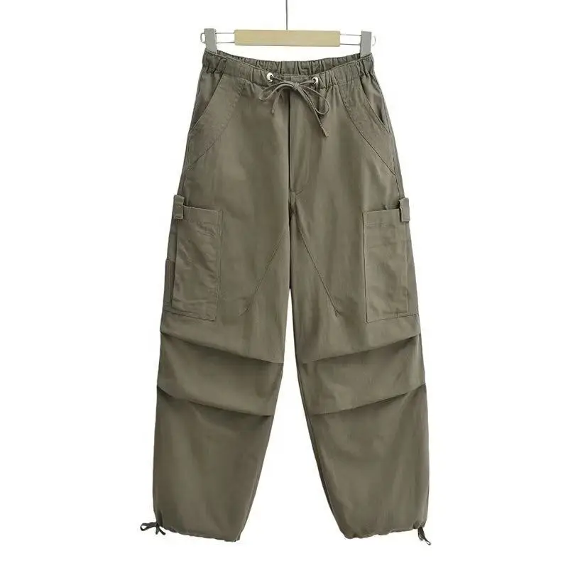 Factory OEM Oversized Mens Casual Trousers Fit Parachute Pants Men Loose Waist Custom Color Plain Baggy Cargo Parachute Pants