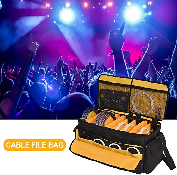 Large Capacity DJ Gig Bag Carry Case with Detachable Dividers and Storage Function Travel Storage Bags for Cables & Files